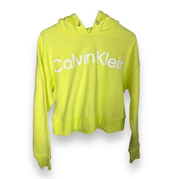 Calvin Klein Performance neon Cropped Hoodie NWOT - Picture 2 of 4